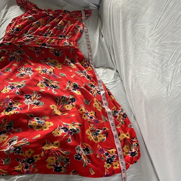 Conversations by Anthropologie Red Floral Off the Shoulder Sun Dress size 10 - Picture 10 of 12